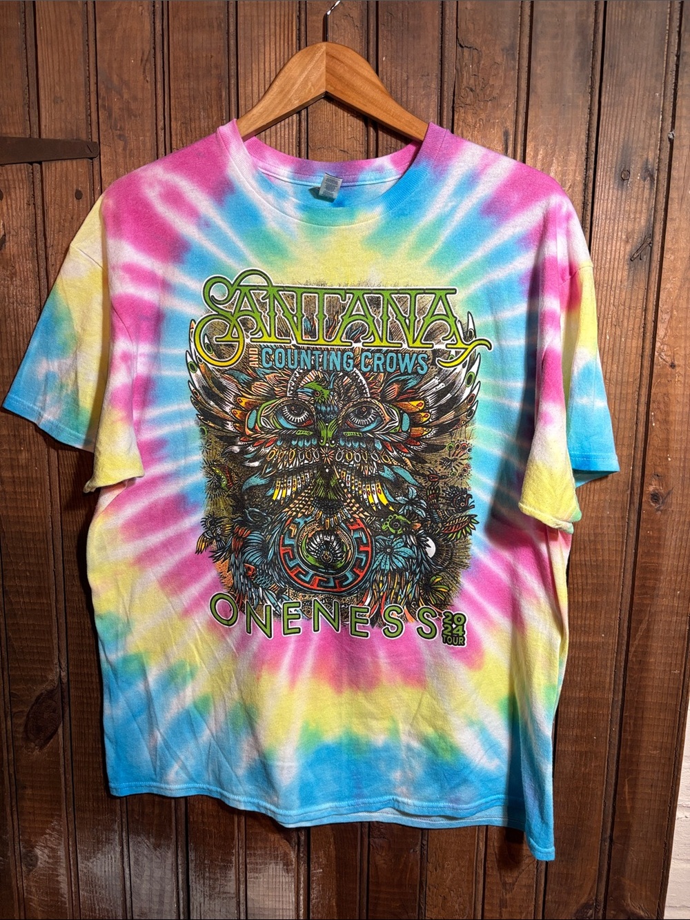 Santana the Counting Crows "Oneness" 2024 Tour Tie-Dye Graphic Tee - Multicolor